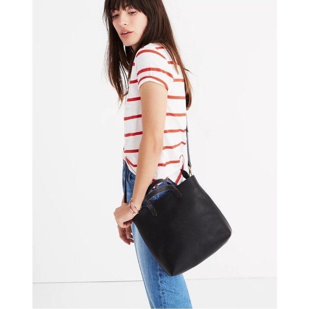 Madewell The Zip-Top Transport Crossbody Black Leather Bag